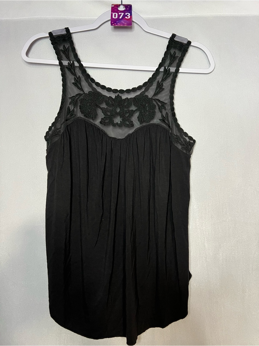 American Eagle Small Black Lace-Trim Tank Top PTP 19”
